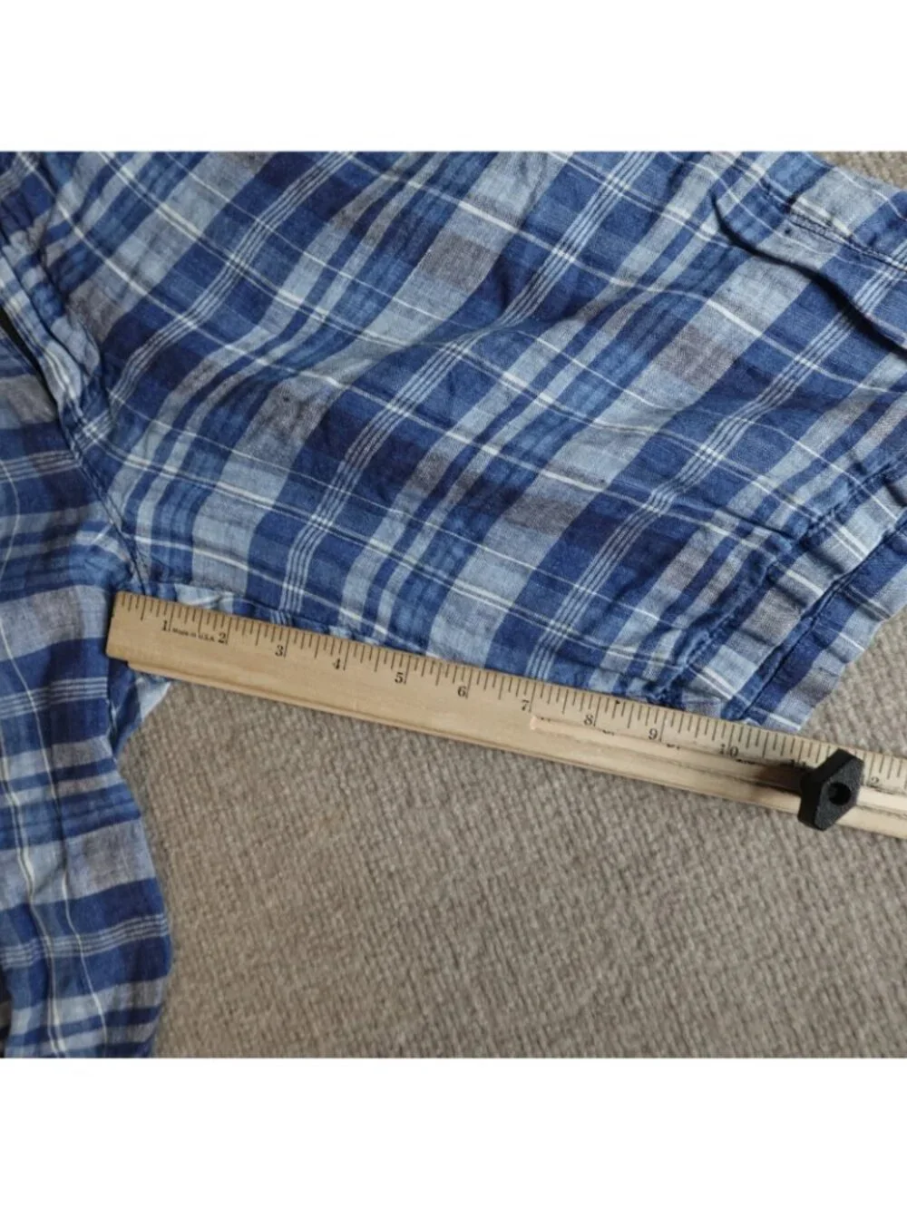 J.Crew Mens Shorts 32 Blue Plaid Linen 10